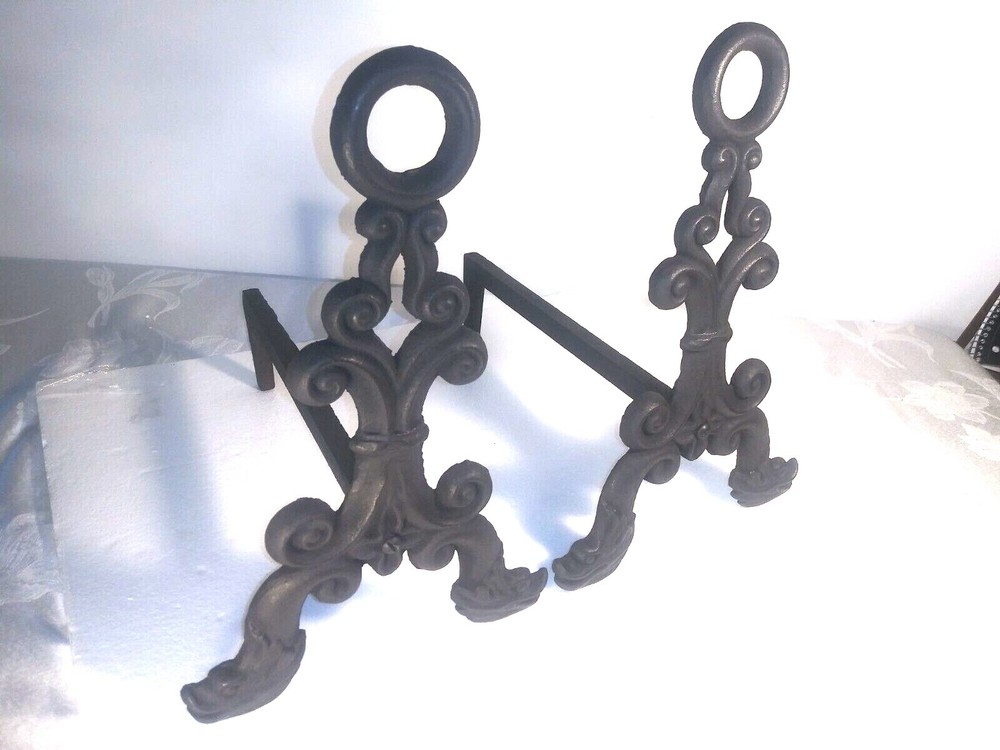 Dolphin  Cast Iron  Andirons Unusual