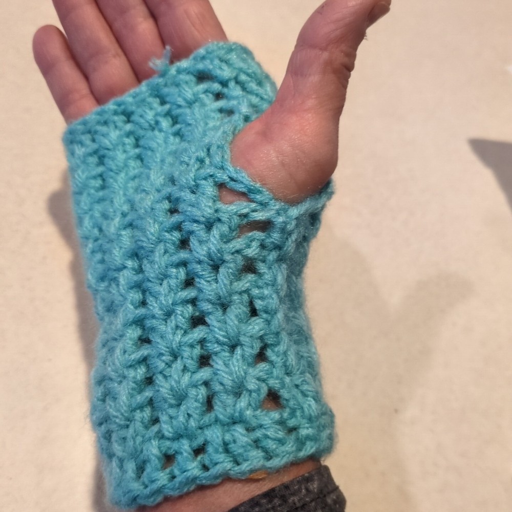 Handmade Crocheted Handwarmer Aqua NEW