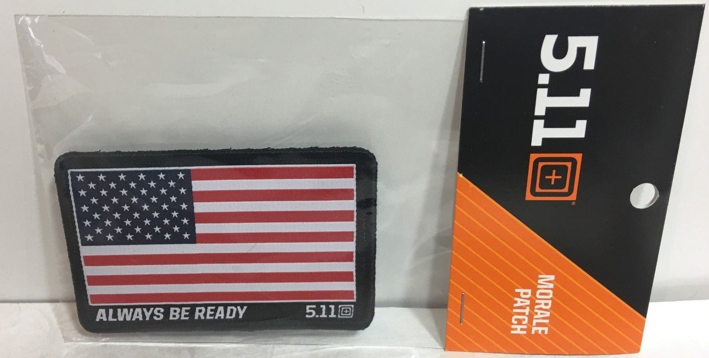 US Flag Always Be Ready 5.11 Tactical Hook & Loop Morale Patch NEW