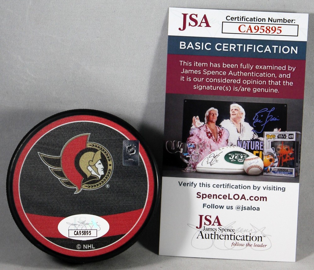 DRAKE BATHERSON SIGNED OTTAWA SENATORS REVERSE RETRO PUCK AUTOGRAPHED +JSA COA