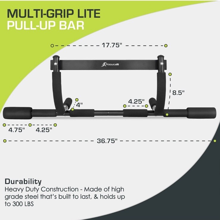 ProsourceFit Multi-Grip Lite Pull Up/Chin Up Bar for Home Gym Workout