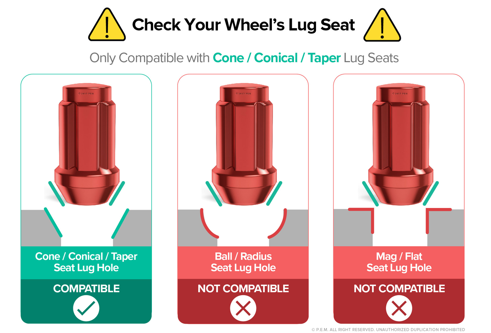 20pc 12x1.5 Lug Nuts with Key | Cone Seat | Long Closed End | Red Steel Spline