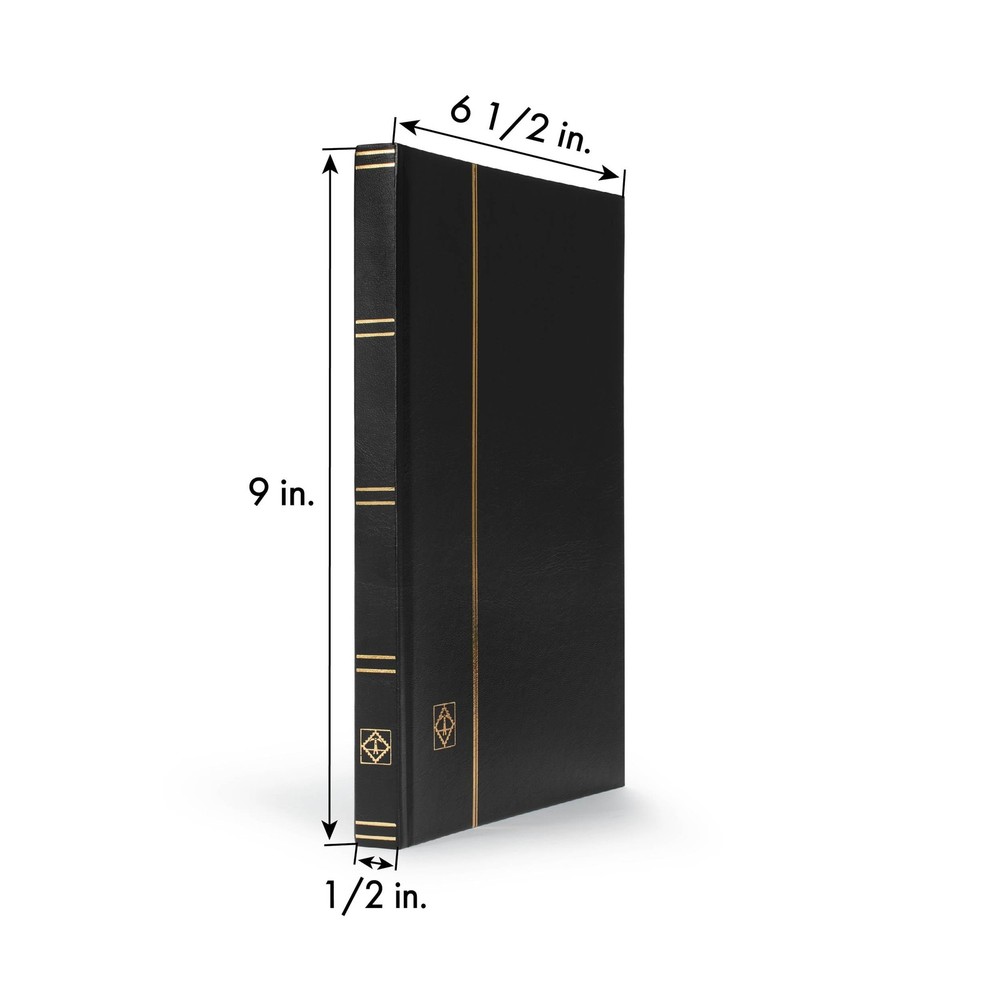 LIGHTHOUSE – “BASIC” Hard Cover Stockbook for Stamps - 32 Black Cardstock 6”x...
