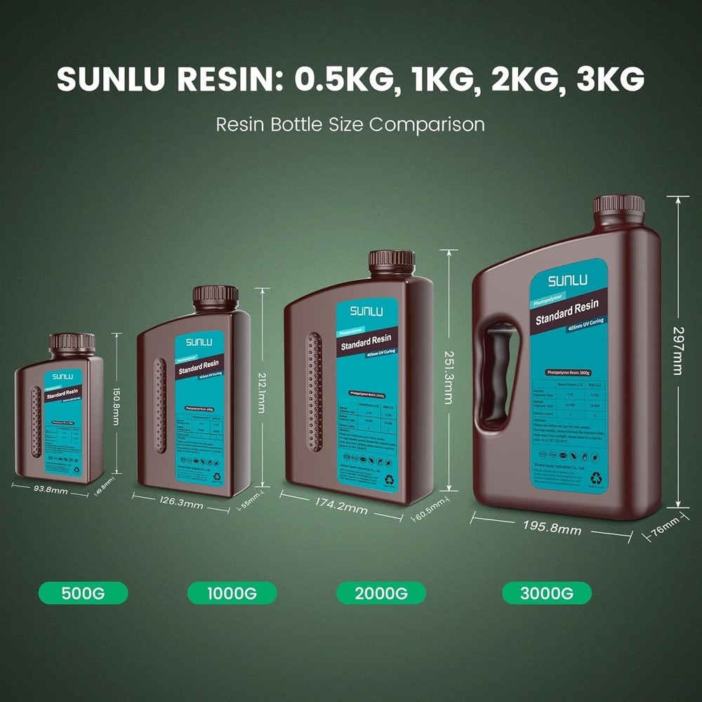 Precision 3D Printer Liquid Resin, 3kg - Fast Curing, Minimal Odor, Leak-Proof