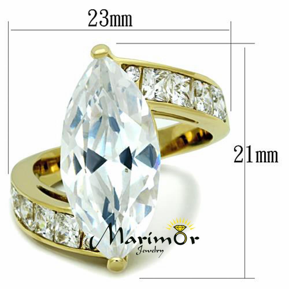 Women's 9.38 Ct Marquise Cut Cz 14k Gold Plated Stainless Steel Engagement Ring