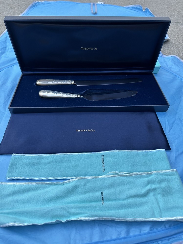 Authentic Tiffany Cake Servers Sterling Silver in box