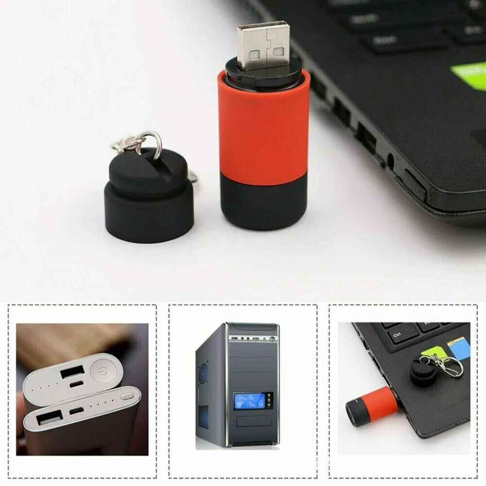 1pc Mini USB Rechargeable Torch LED Light Flashlight Lamp Pocket Keychain Torch