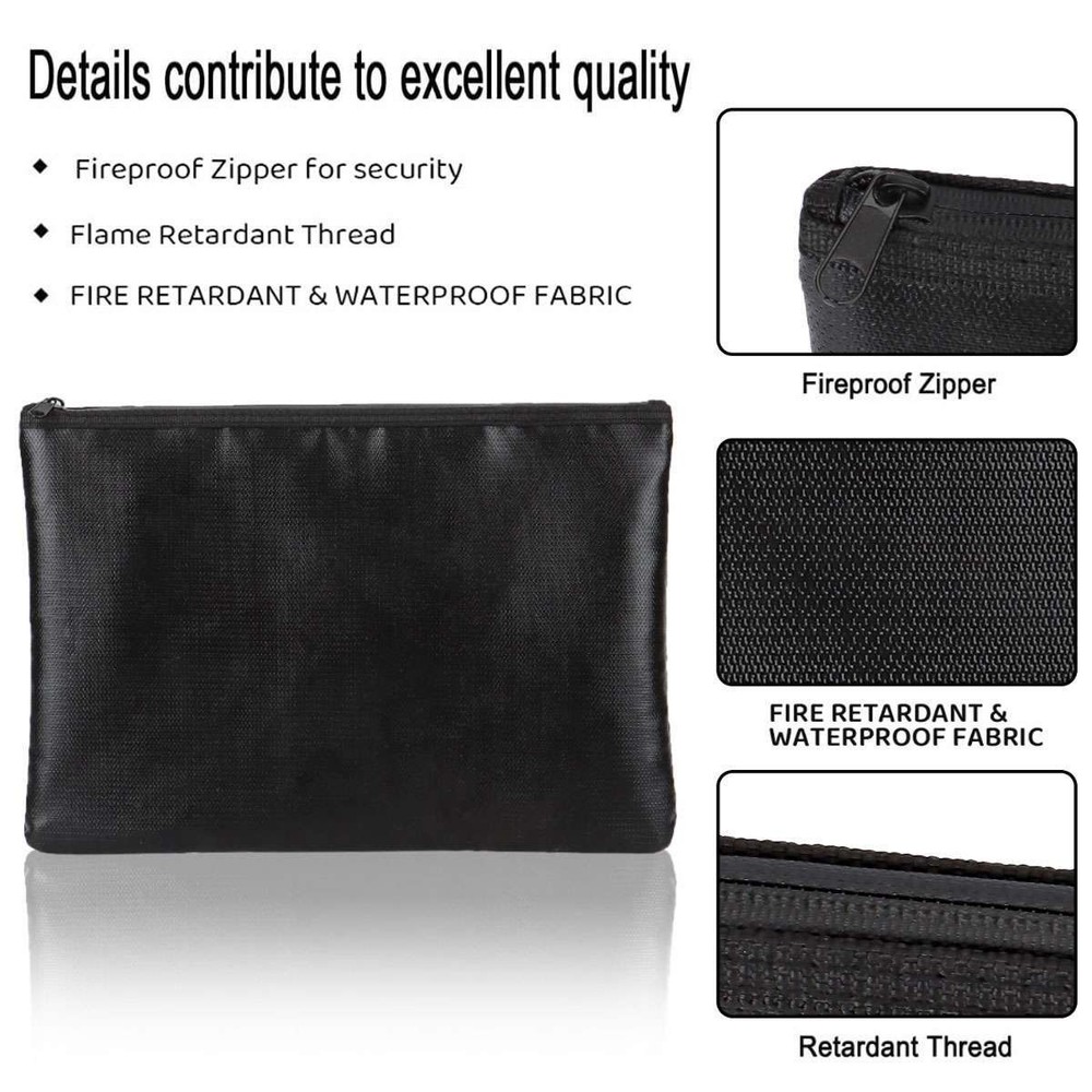 2000℉ Fire Proof money Bag Fireproof Document Pouch Waterproof Safe Cash Bag US
