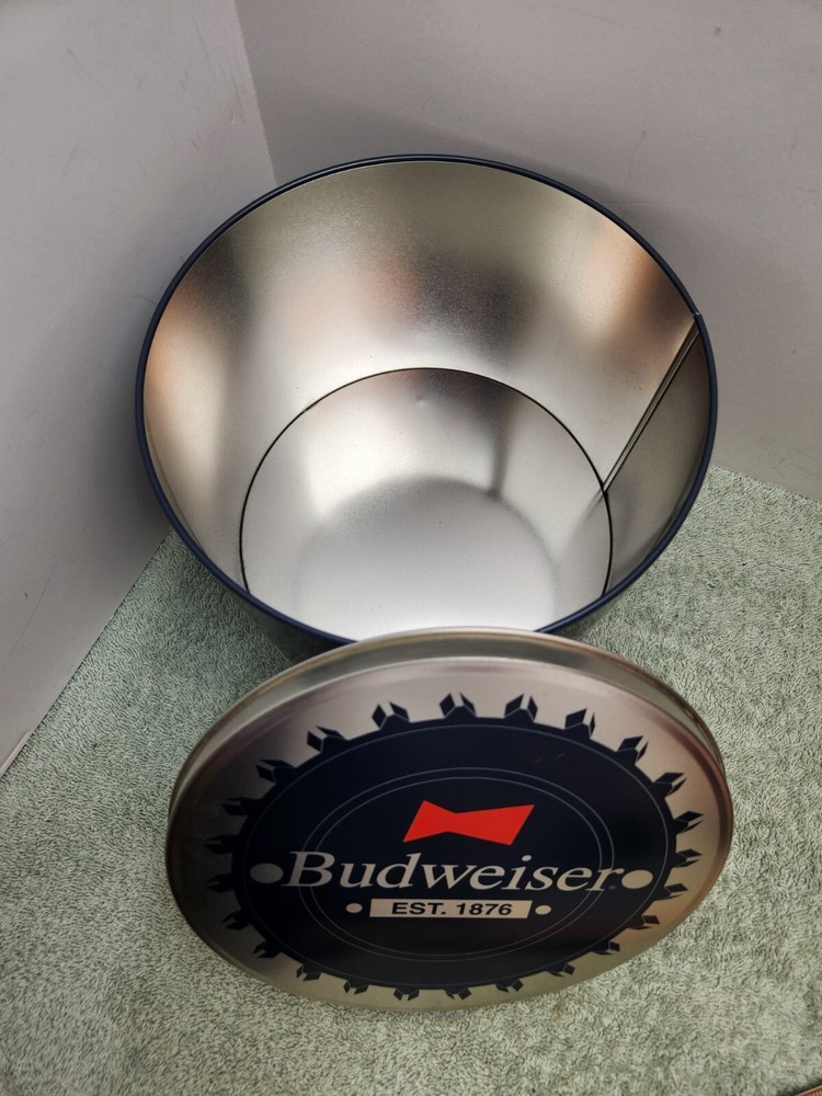 BUDWEISER TIN Dark Blue 6" H x 8" W