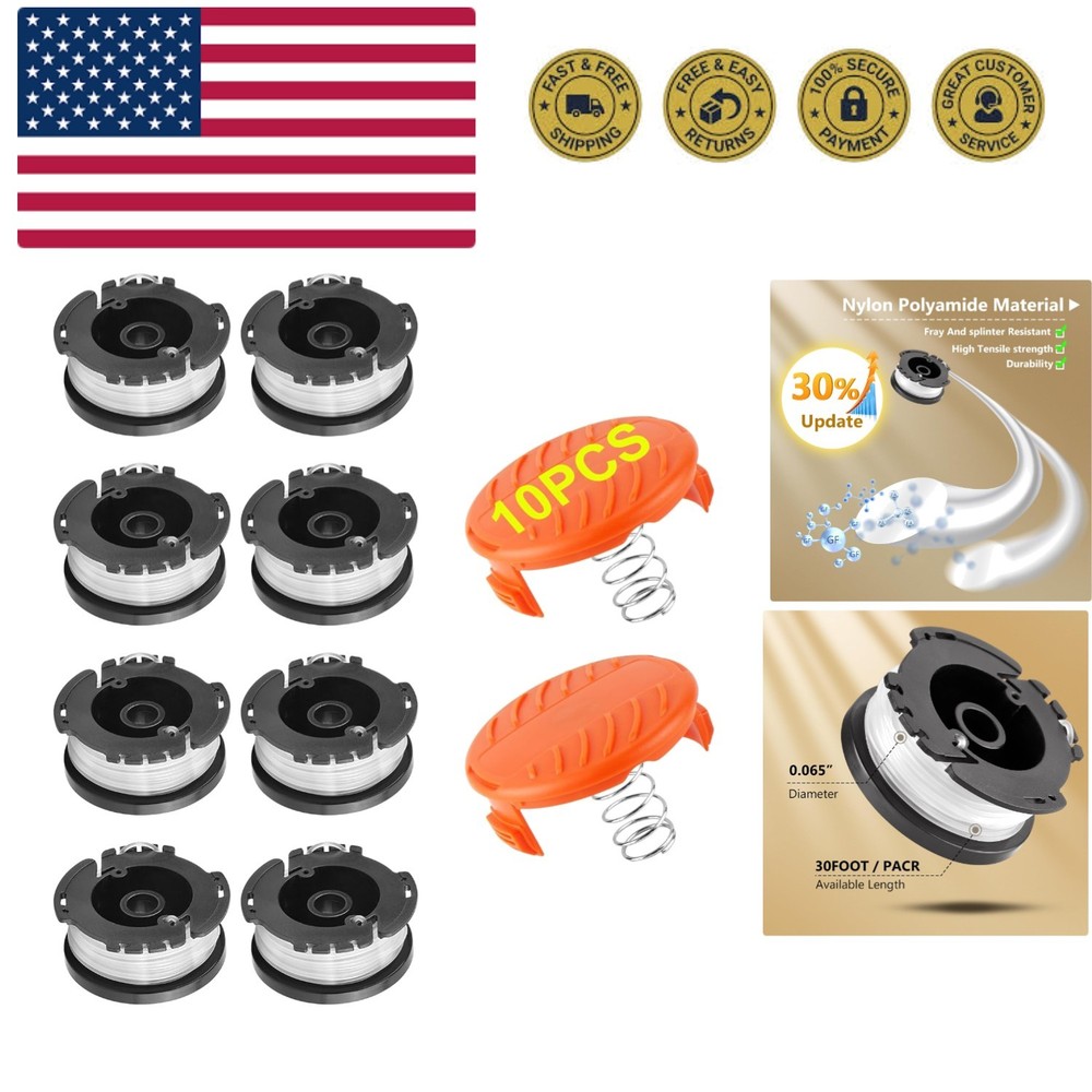 10 Pack Weed Eater String Compatible with Black+Decker, AF-100 0.065" Weed Wa...
