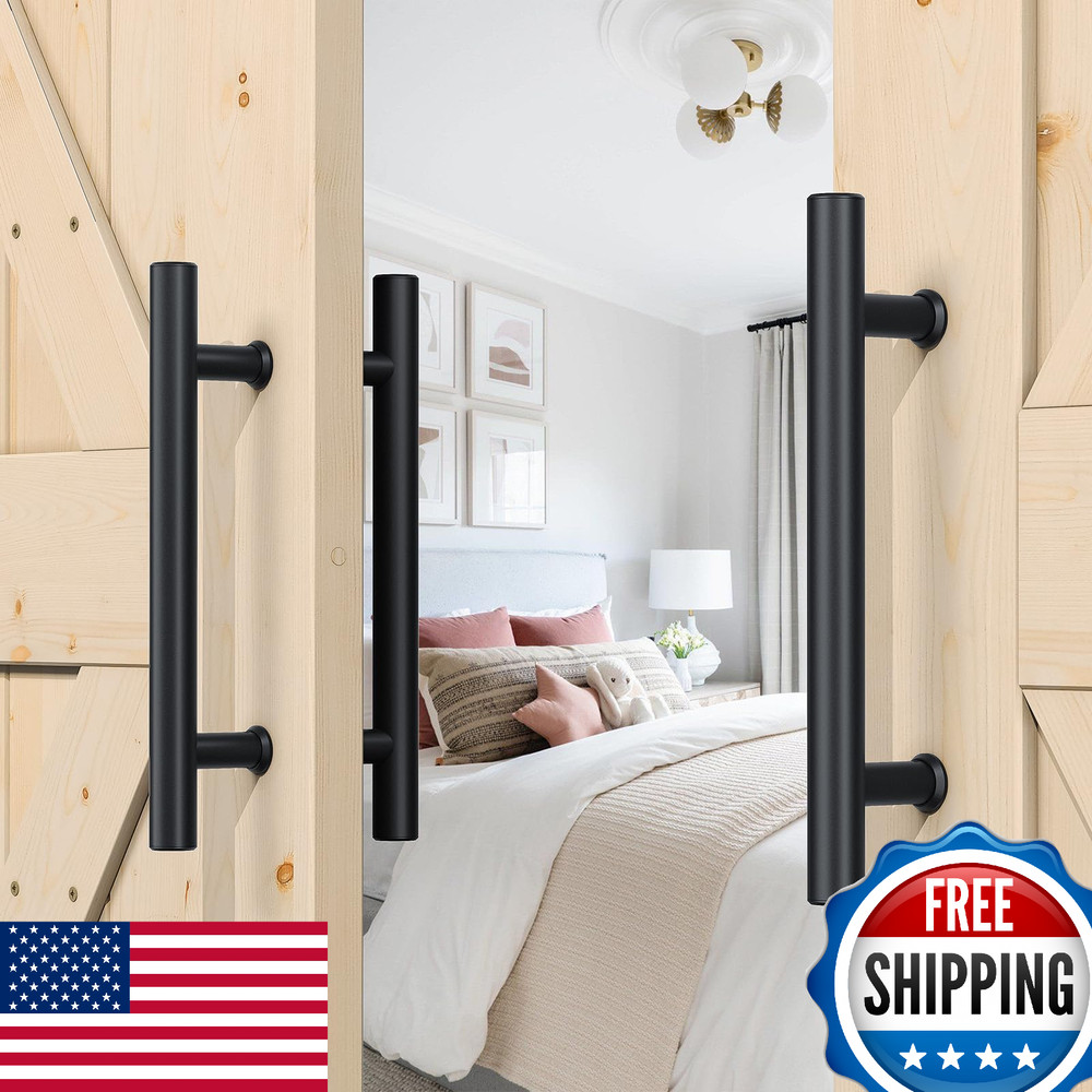 SMARTSTANDARD 12" Push/Pull Sliding Barn Door Handle Set, Double-Sided