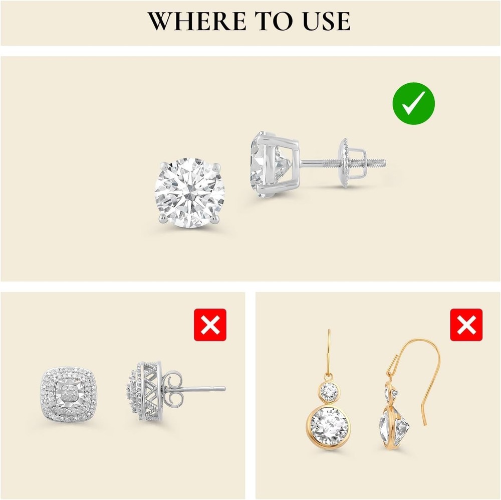 Solid 14K White Gold Earring Back Replacement – Secure Fit .040" Size, Gift Box