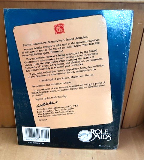 Dungeons & Dragons Role Aids Pinnacle Adventure Module NEW