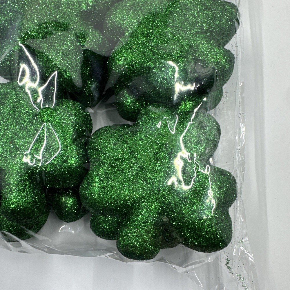 St Patrick’s Day Glitter Leaf Clover Decor-12pc