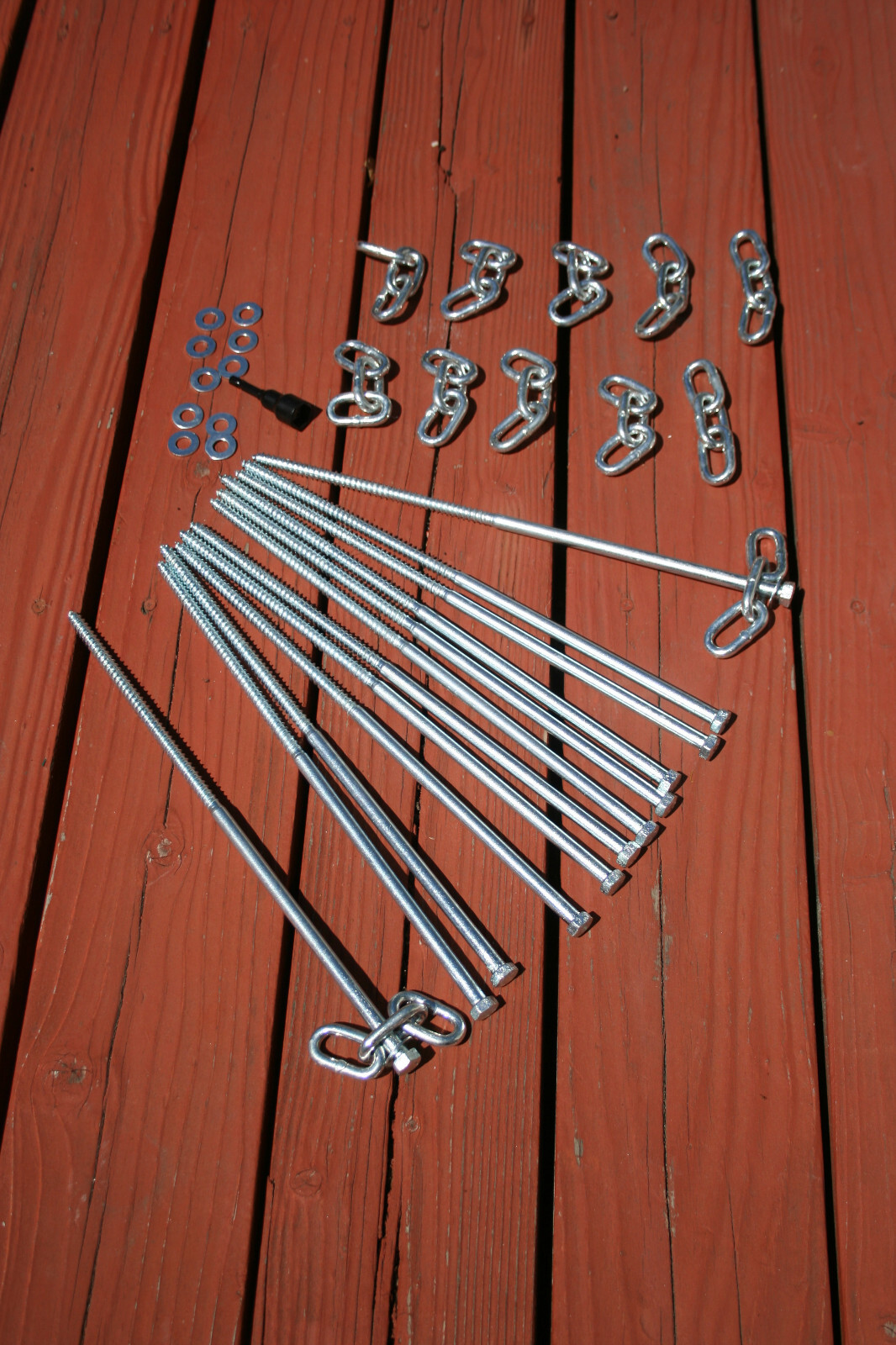 12 pc Lag Screws 3/8 x 14 Tent Stakes Festival Kit With Chain Links Burningman