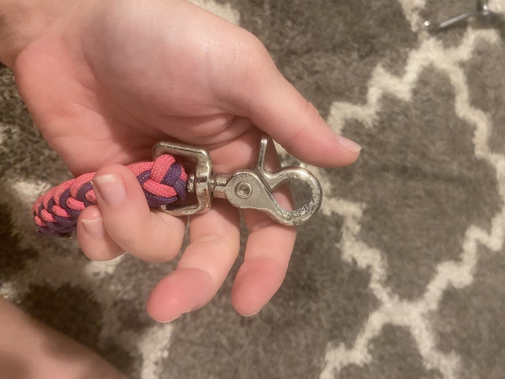 Hot pink and purple braided wither strap