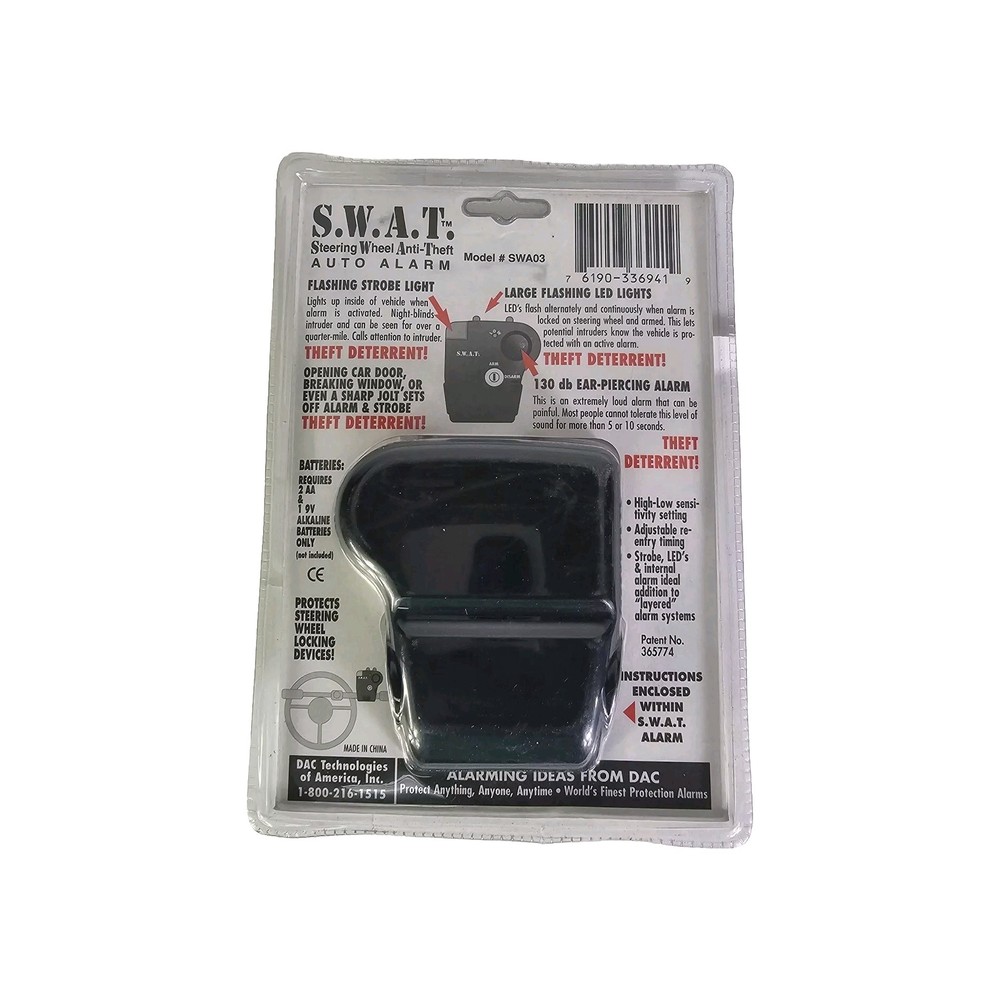 S.W.A.T. Steering Wheel AntiTheft Auto Alarm With 3 Theft Deterring Features