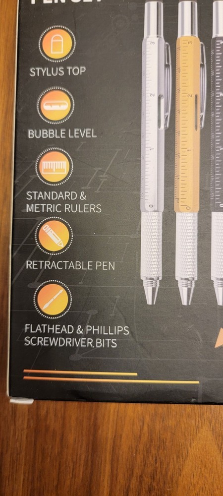 UMEINAC 5 Pack Multitool Pen Set, 7 in 1 Multitool Tech Tool Pen for Men, Constr