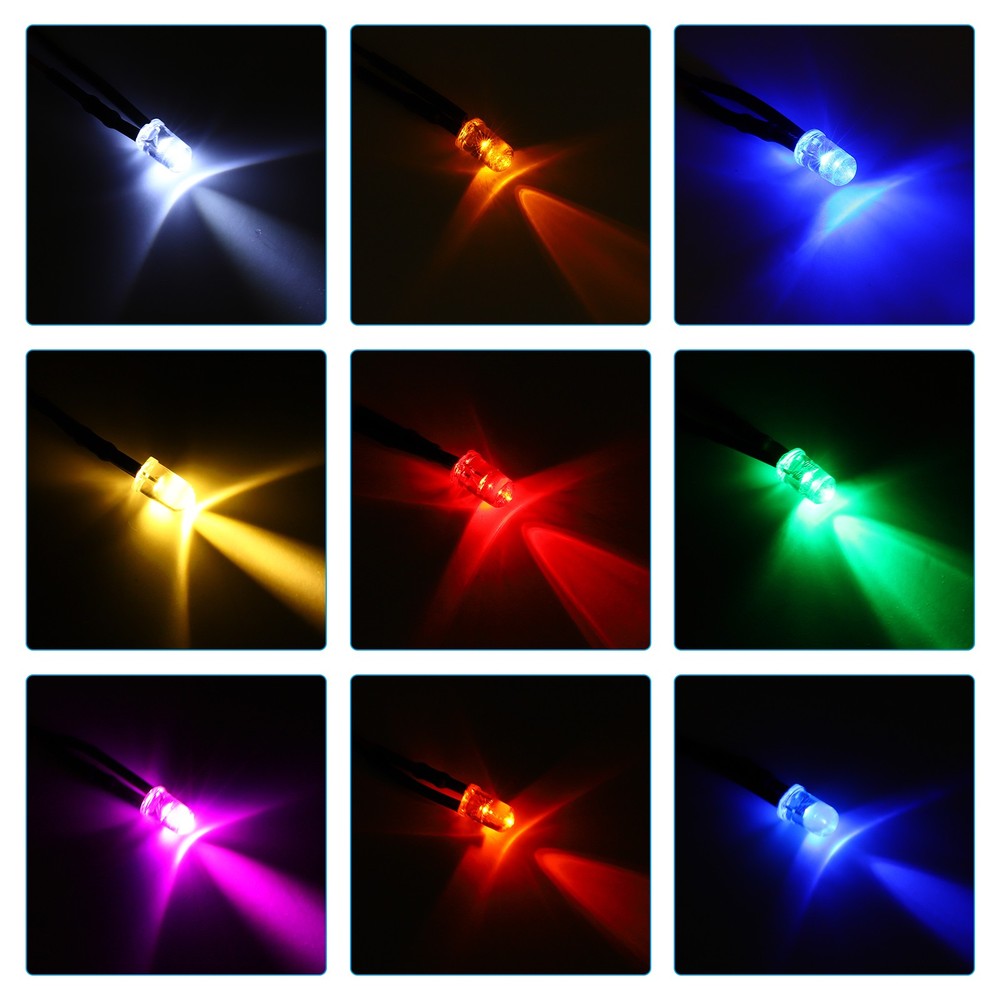 3mm LED Diode Light, 40 Pcs 9-12V DC, Purple Light