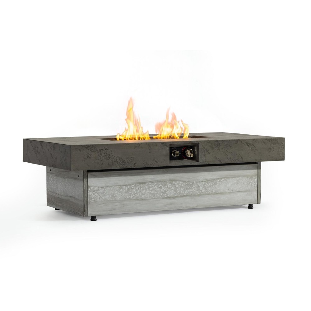 Rectangle Fire Pit Table for Patios, 50000 BTU Gas Flames with Clean Warmth,