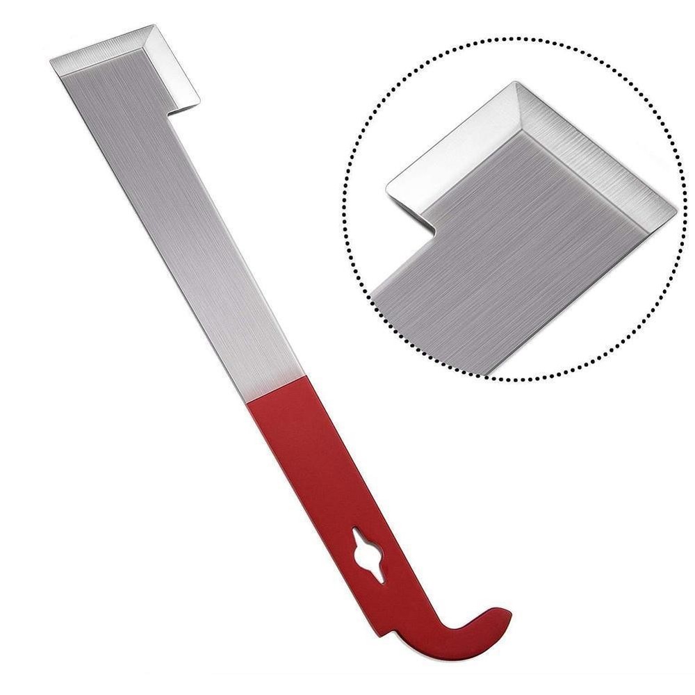 27cm Beekeeping Steel J‑type Tool, Curved Hive Scraper with Red Tail Hook