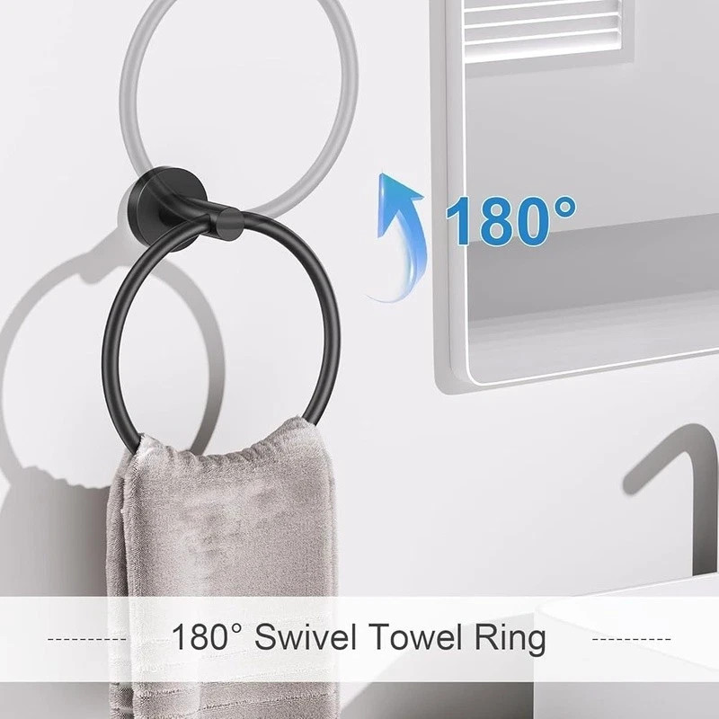 Matte Black Bathroom Hardware Set Extendable Towel Racks for Bathroom 5Pcs