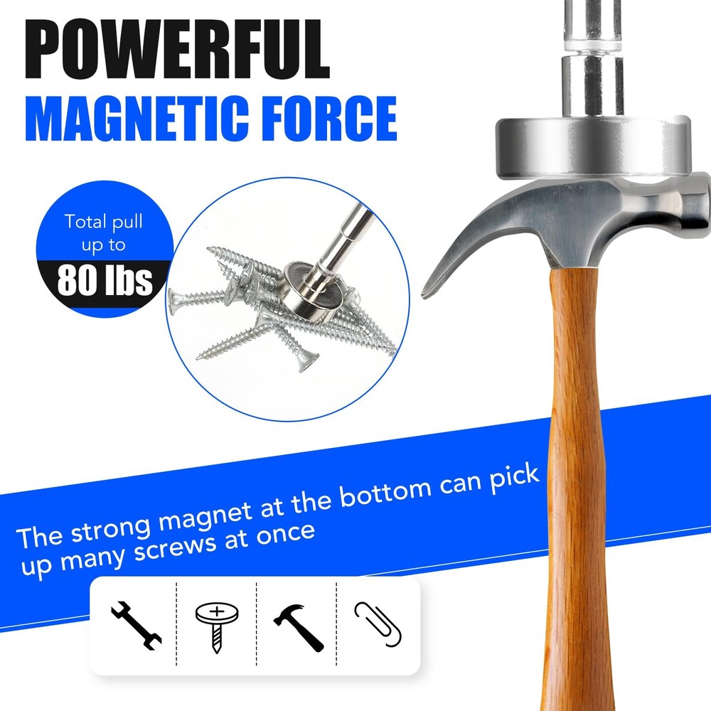 2PCS Telescoping Magnetic Pickup Tool with 40lb Pull Force, 30in Telescopic S...
