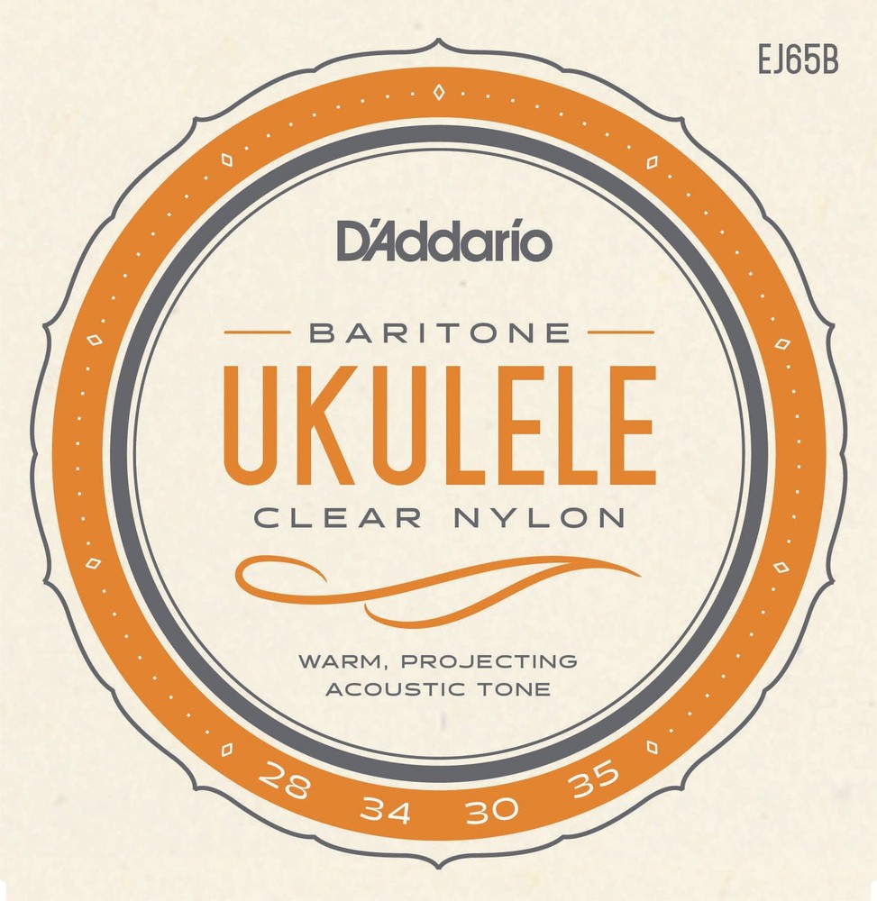 Daddario EJ65B Baritone Ukulele Strings Custom Extruded Clear Nylon / Silver