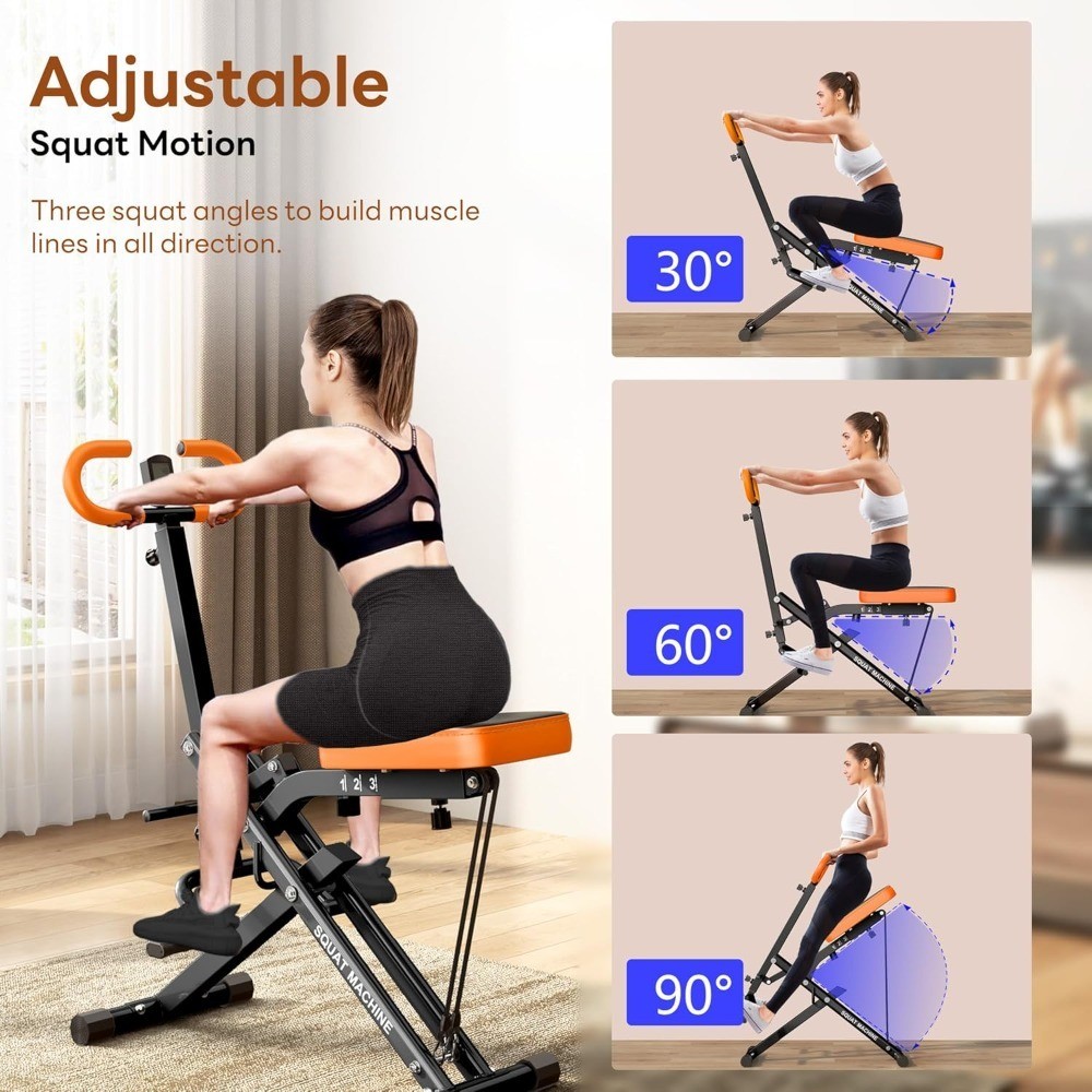 Squat Machine for Home Gym Adjustable Resistance Rowing Trainer with Full Motion