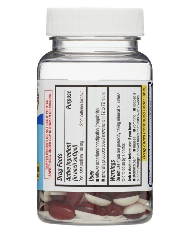 Equate Stool Softener Laxative Softgels for Constipation, 100 mg, 140 Count