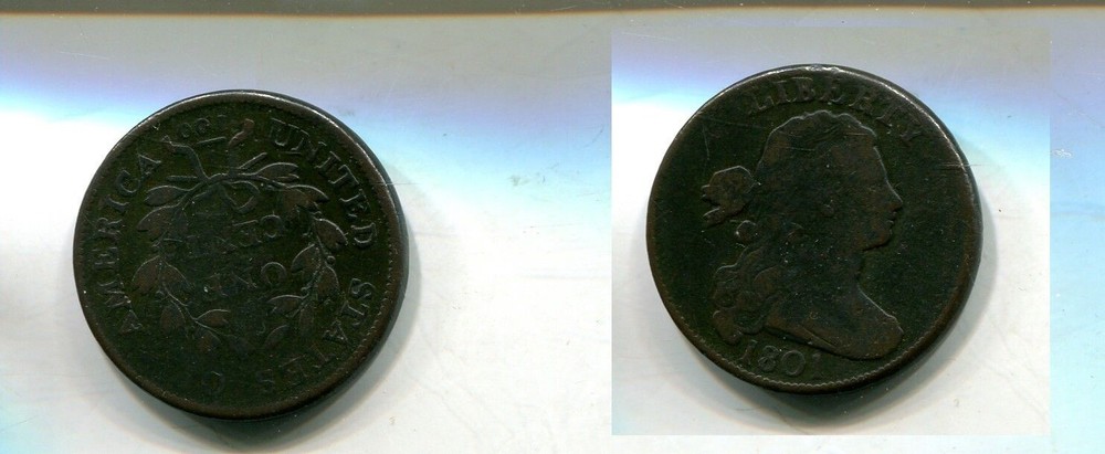 1801 DRAPED BUST LARGE CENT TYPE COIN FINE PITTED 8673S