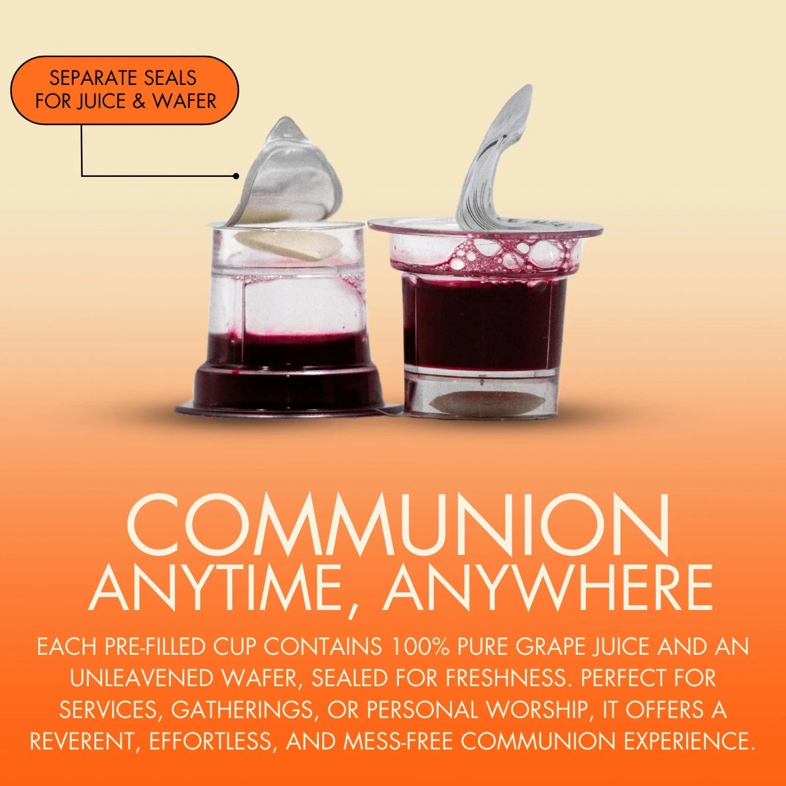 Communion Plus+ Cups Set – 100 with Wafer & 100% Concord Grape Juice