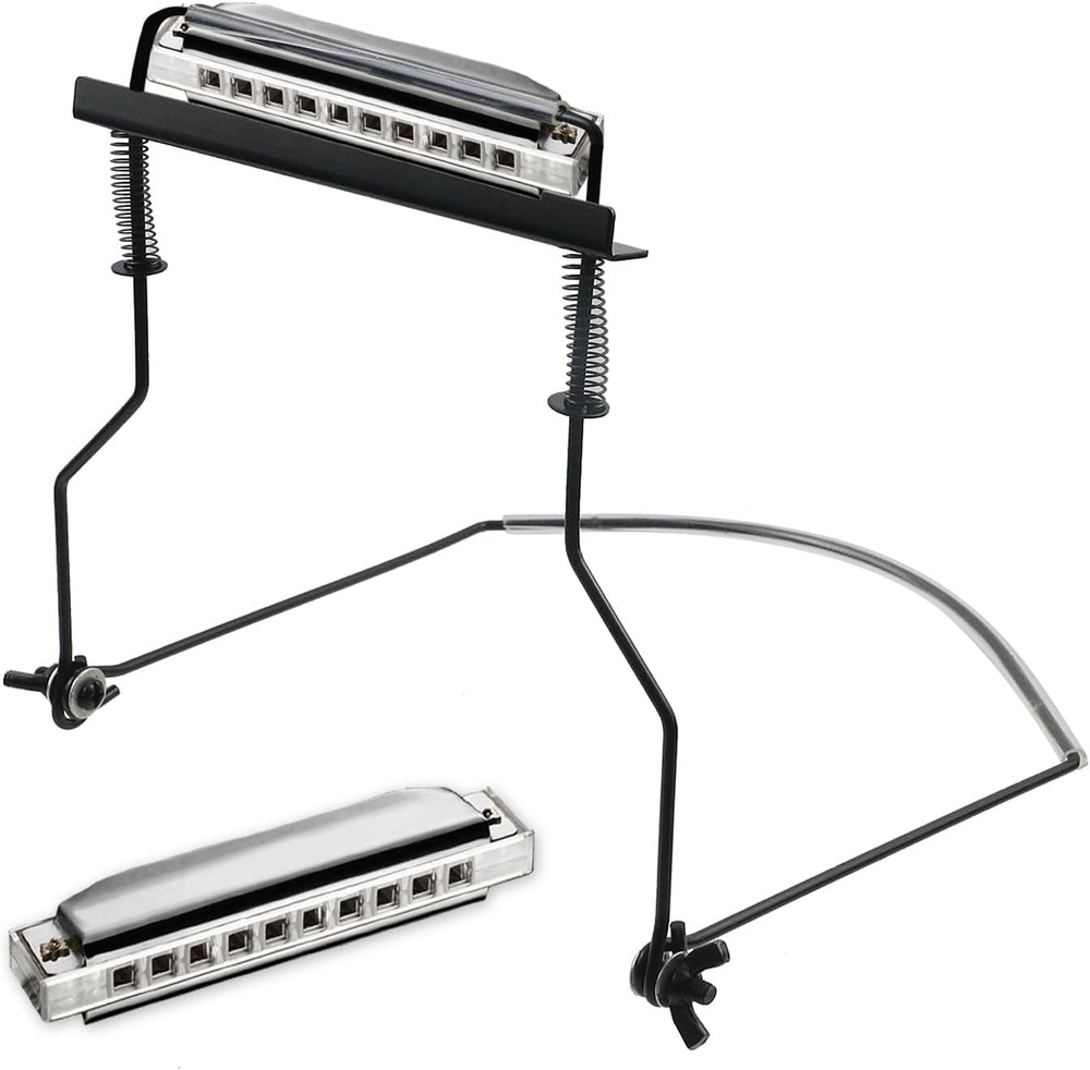 10 Holes Harmonica Neck Stand,Metal Adjustable Holder,Professional Harmonica Hol