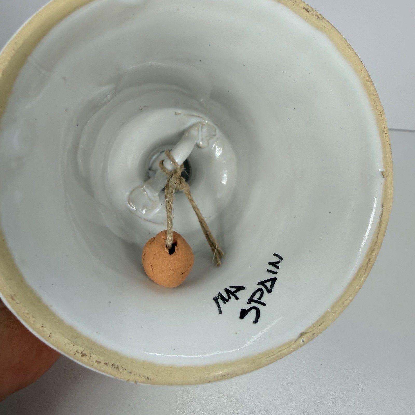 Ceramic Woman Dinner Bell Vintage hand-painted In Spain Spanish Señorita Pink