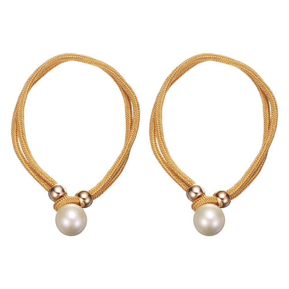 2Pcs Pearl Curtain Tiebacks, Pearl Tiebacks Holders, Light Wheat
