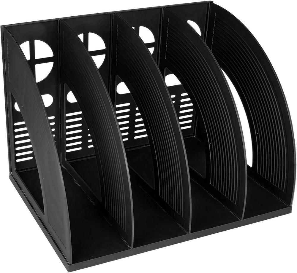 Sturdy Magazine Holder 4 Compartments Plastic Desktop File Organizer File Divide