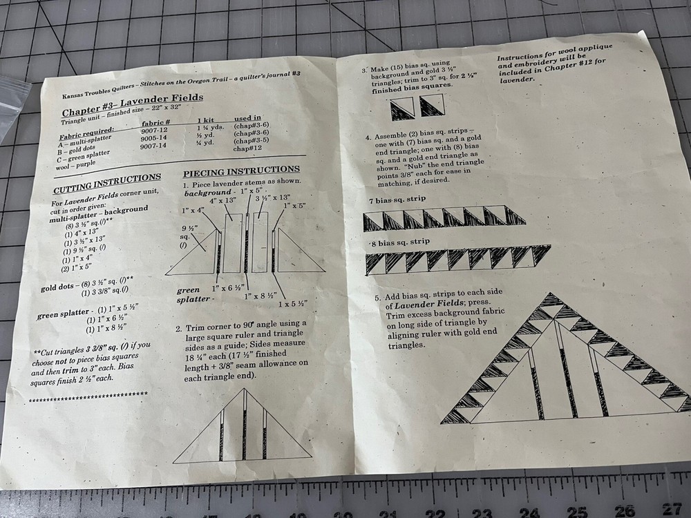 Stitches On The Oregon Trail Quilt Kit Patterns Fabric Instructions Chapter 3