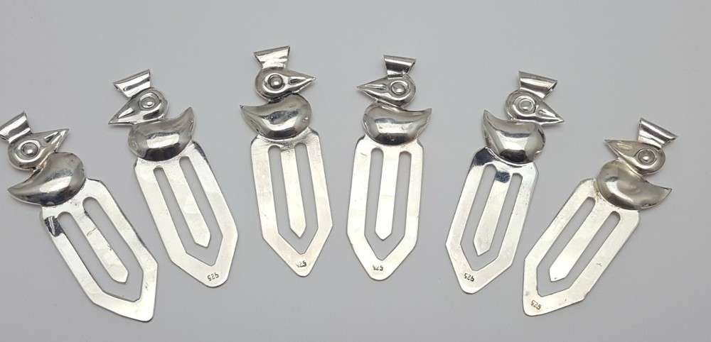 Genuine Solid Sterling Silver .925 Duck Napkin Holder 6 Piece Set - Nice!