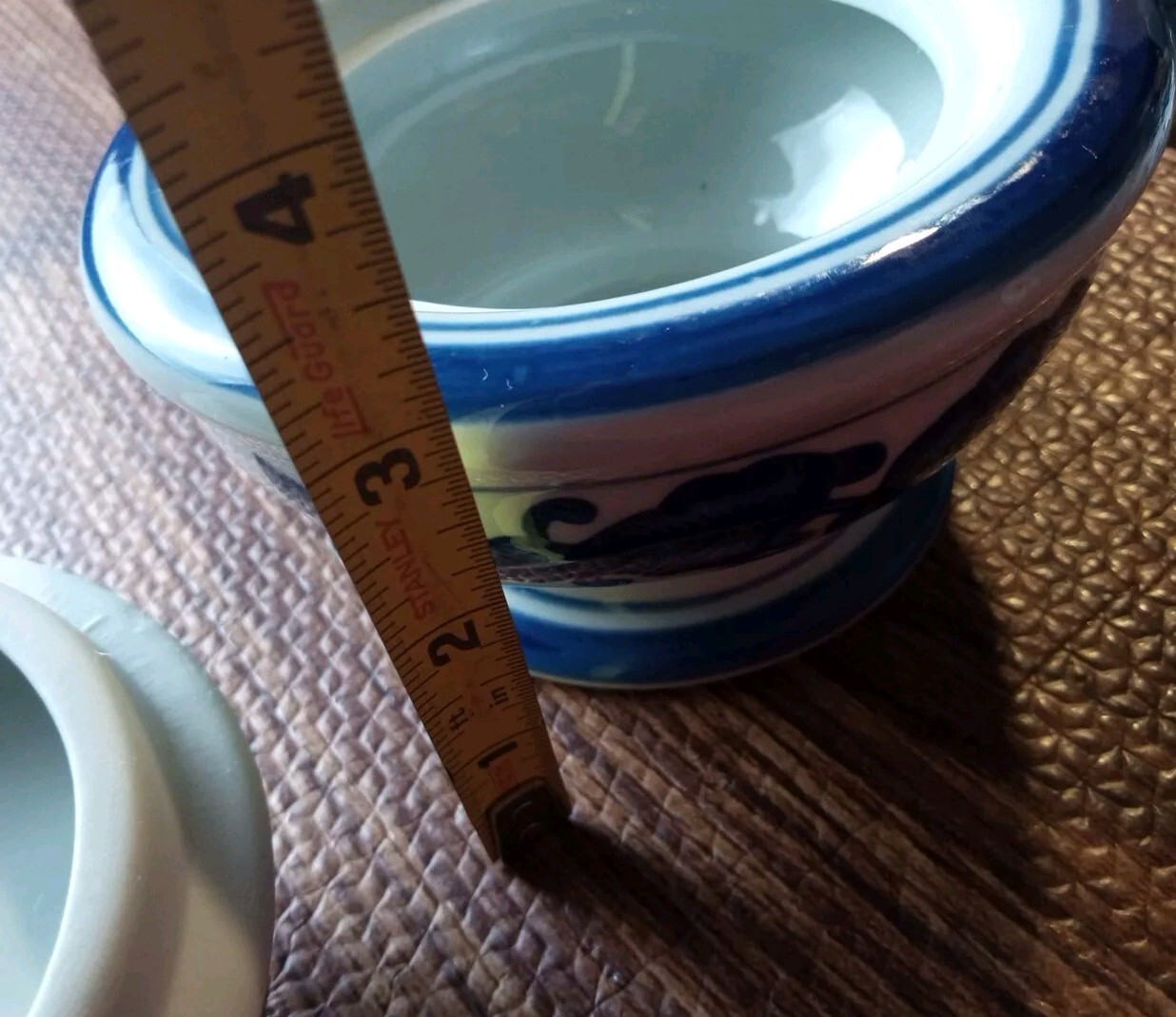 Bombay Company Blue and White Sugar Bowl Ceramic Circle Low Pot Top Lid