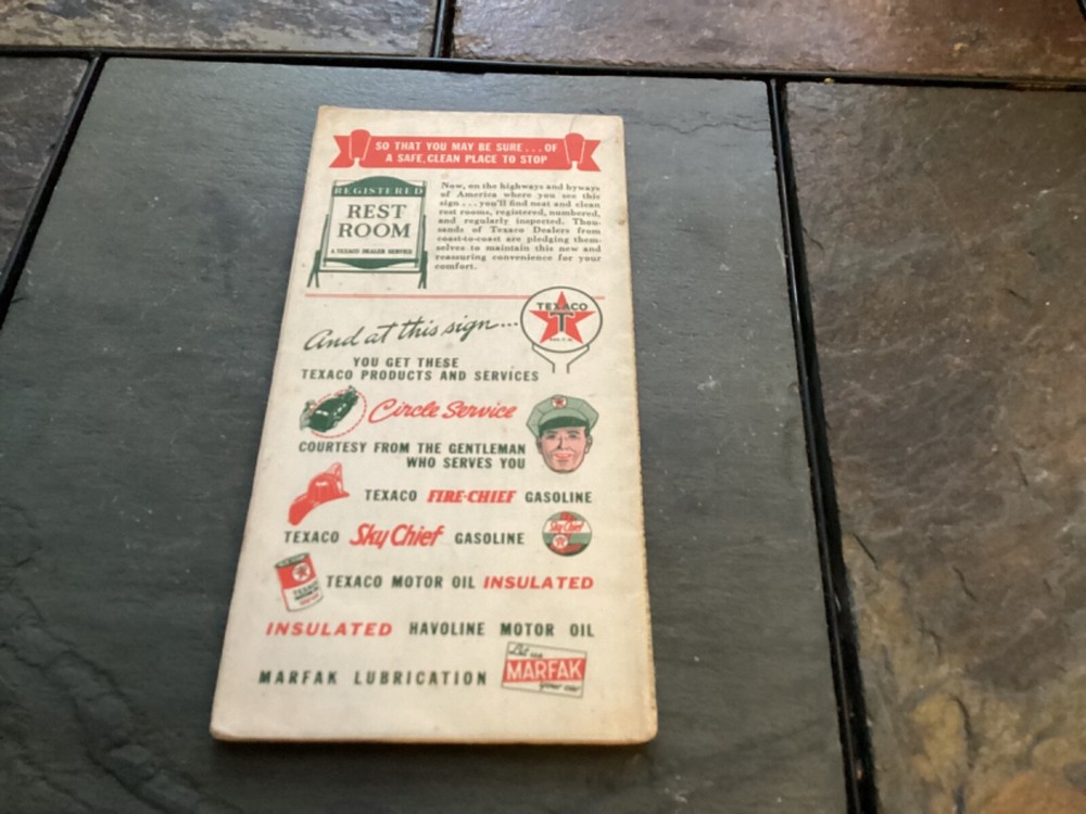 1939 Texaco Touring Map Massachusetts