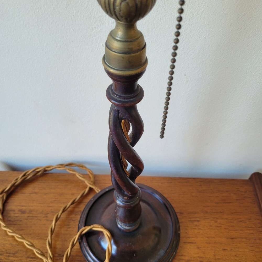 Antique Barley Twist Table Lamp Pull Switch Needs Rewire
