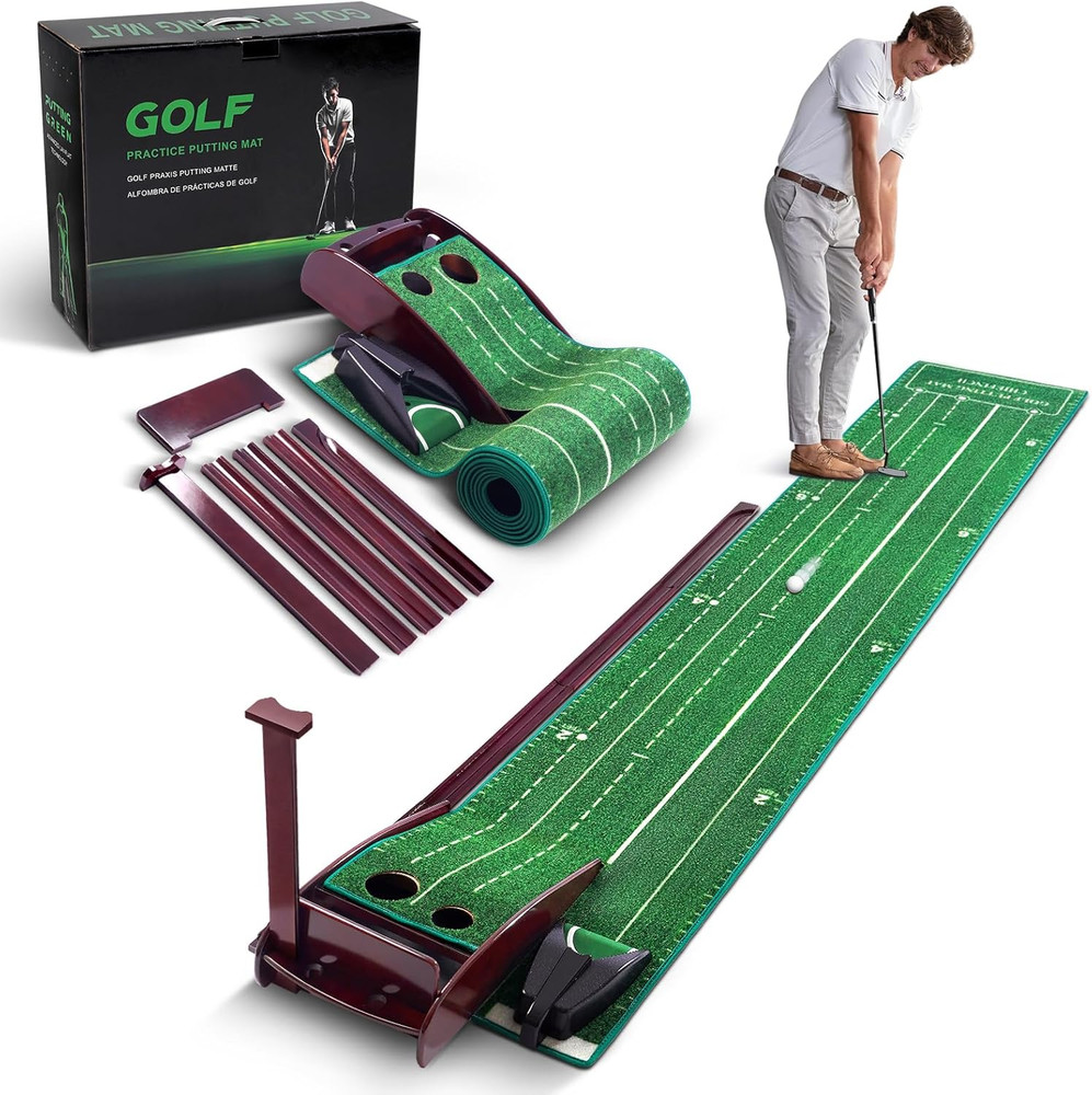 Golf Putting Green for Indoors - Putting Mat with Automatic Ball Return Machine,