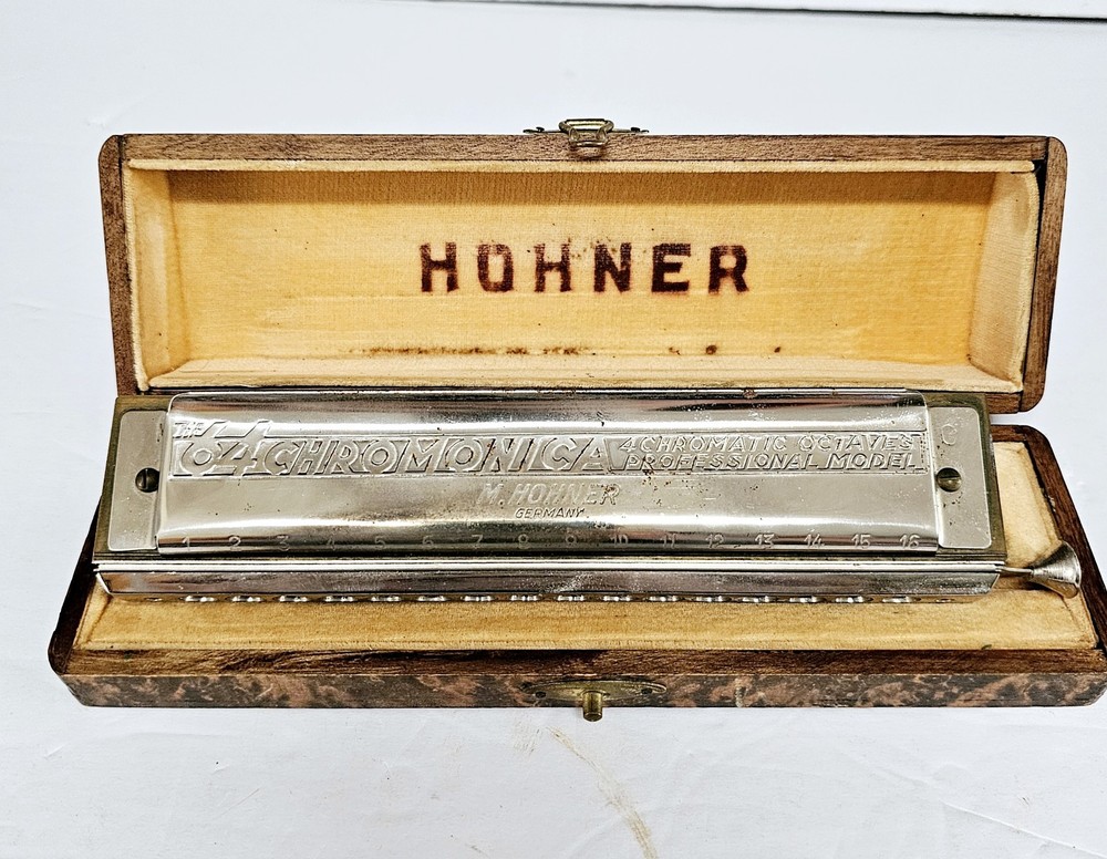 Vintage Hohner 64 Chromonica 4 Octave Pro Model Harmonica w/Tortoise Shell Case