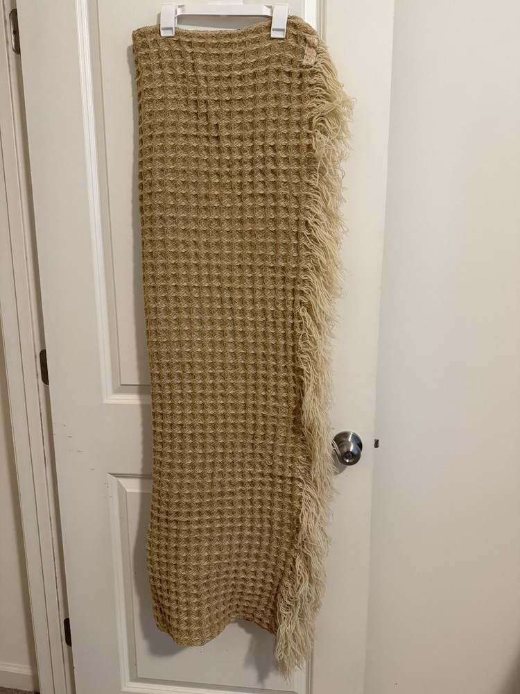 Pendleton Beige Waffle weave virgin wool Vintage Throw Blanket