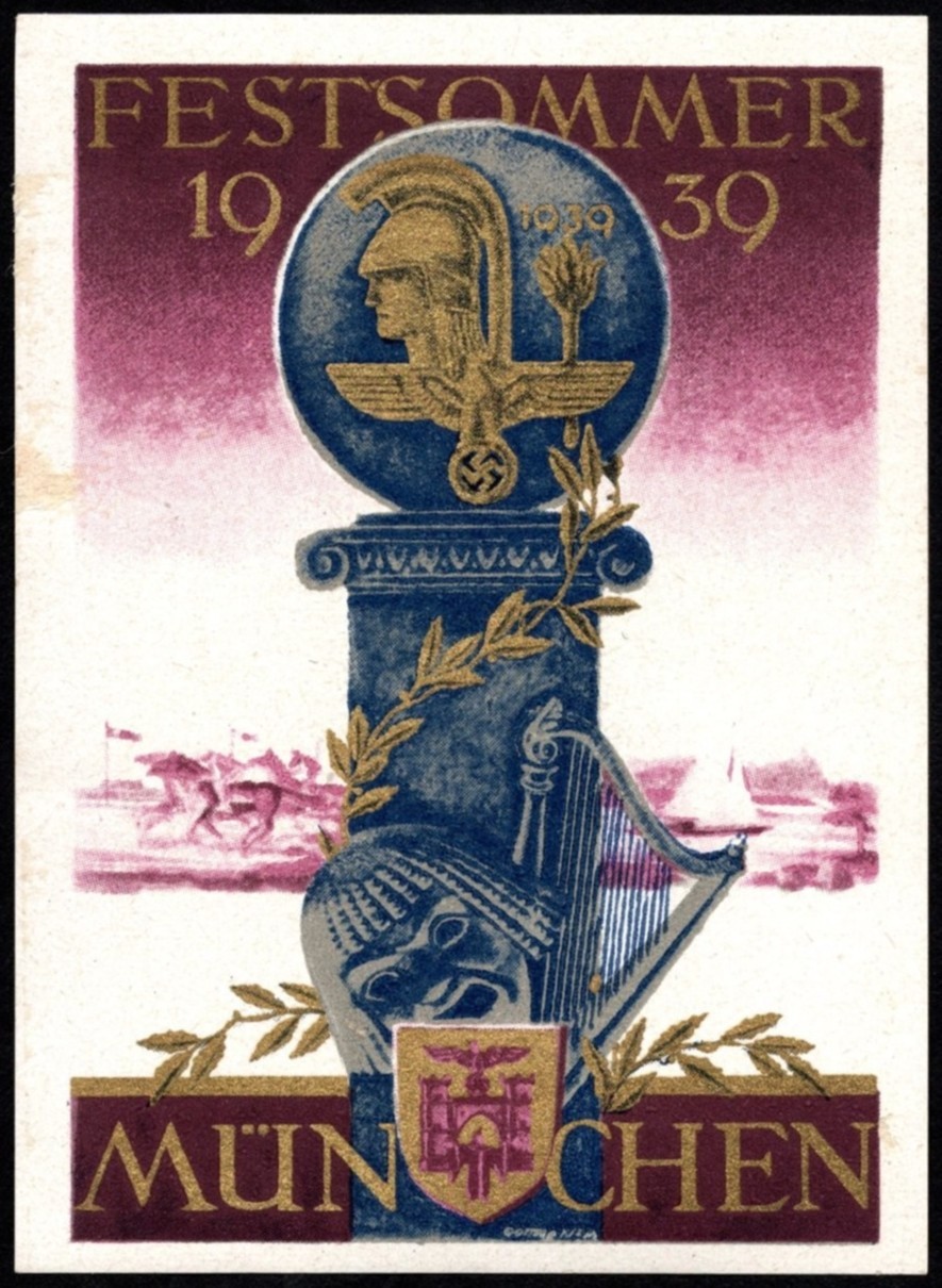 1939 Nazi Germany Poster Stamp Summer Festival Munich Artist Gottfried Klein