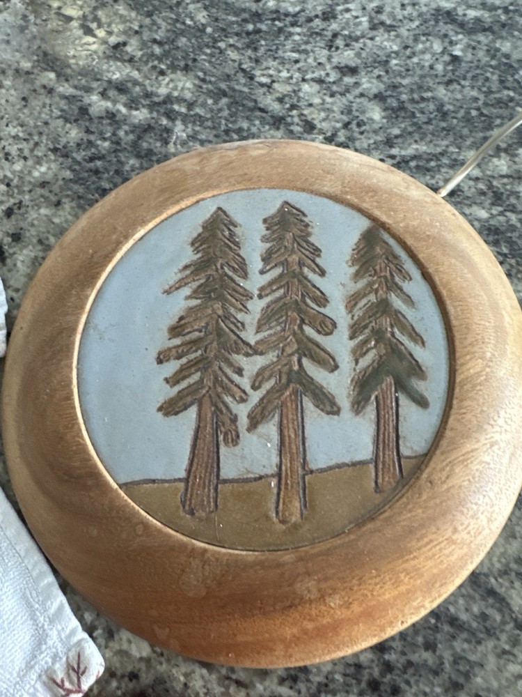 Table Trivet Pine Tree Ceramic 70-89’s Pottery