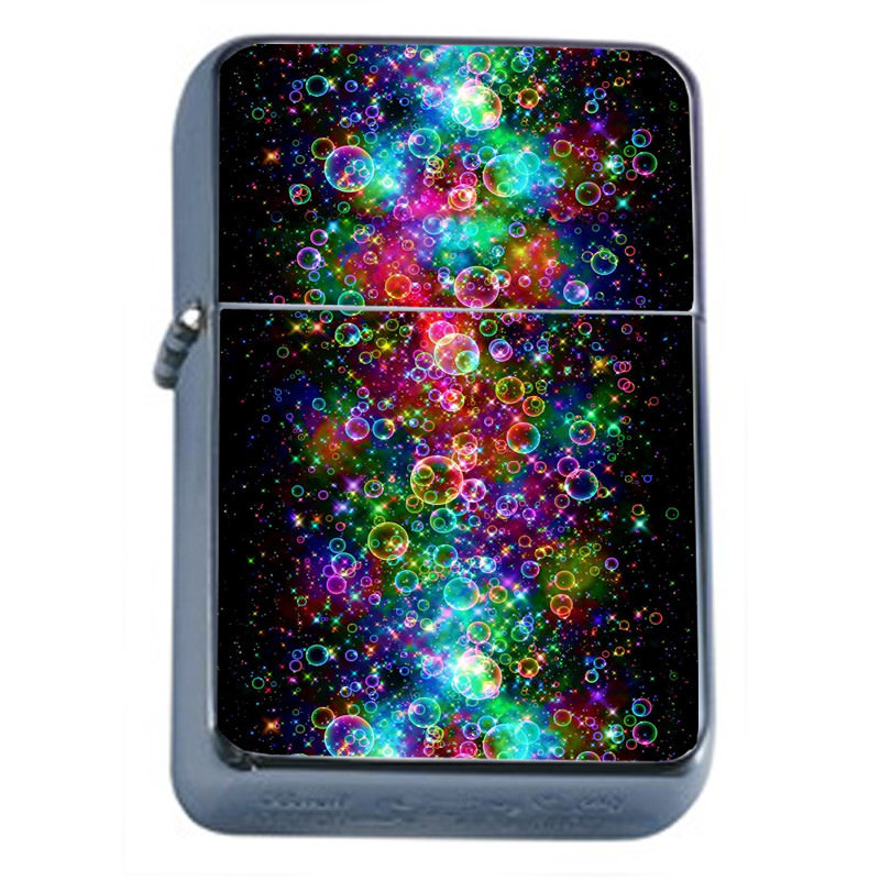 Rainbow Bubbles Em1 Flip Top Oil Lighter Wind Resistant