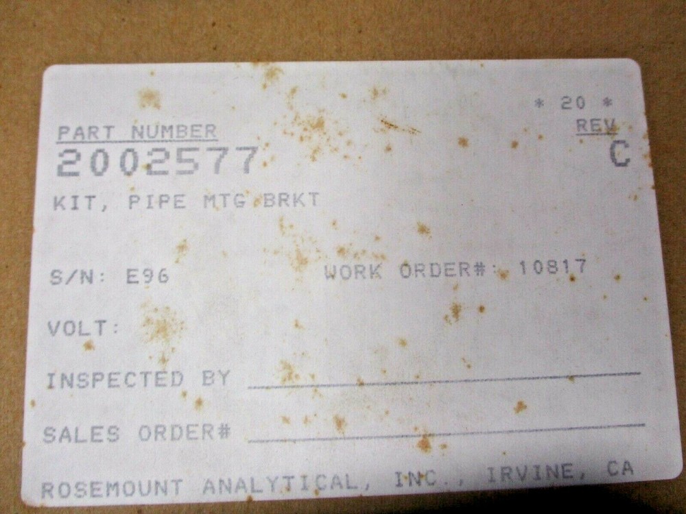 Emerson Rosemount Kit, Pipe mnt bracket P/N 2002577