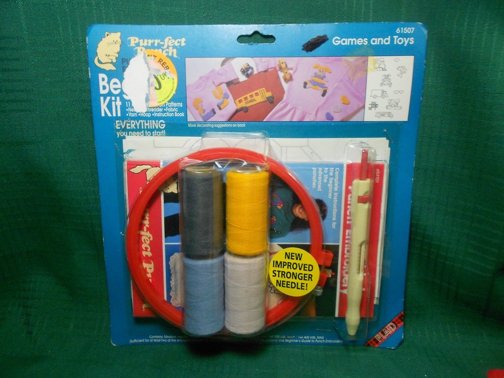 Purr-fect Embroidery Punch Starter Tool Set Kit Plus Sampler Shell