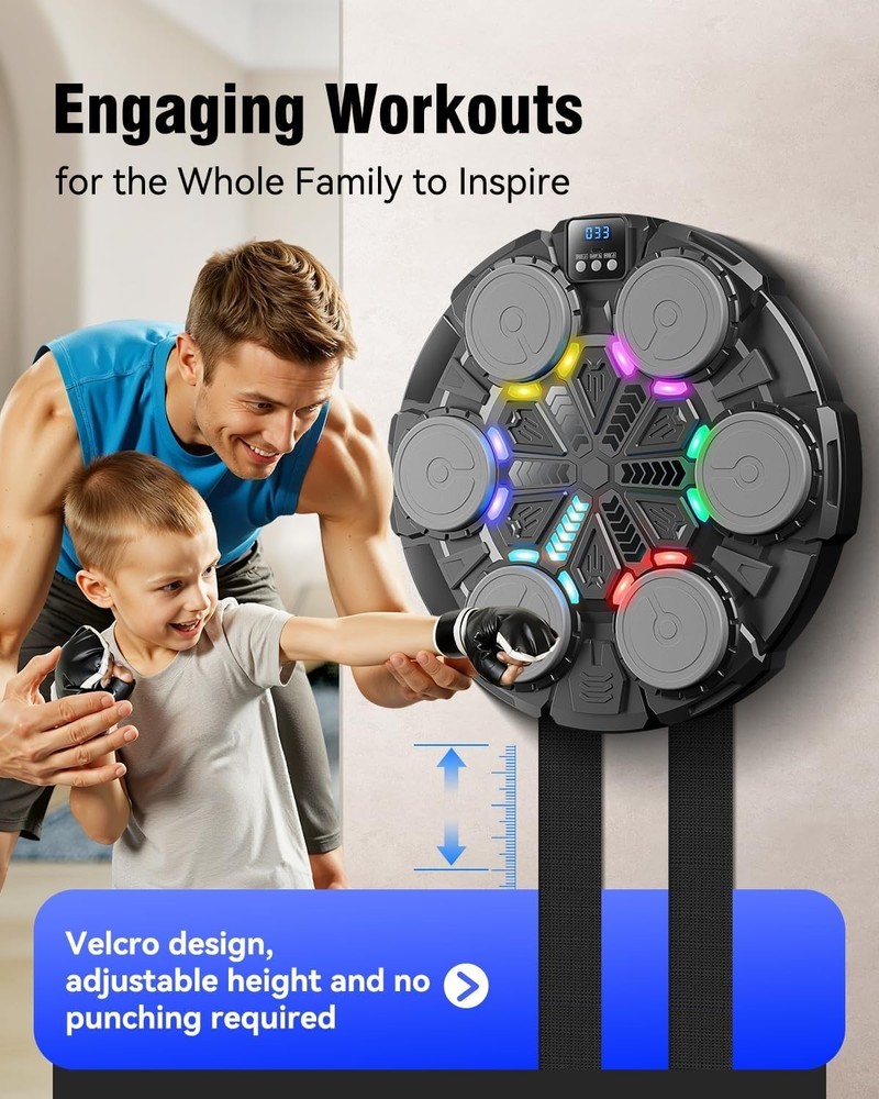 Space-Saving Punching Pad with Bluetooth & Rhythm Lights - Perfect for Any Home